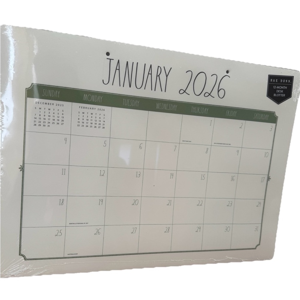 Rae Dunn Desk Blotter Planner Calendar 12 Month Calendar January-Dec.2026 19x14”